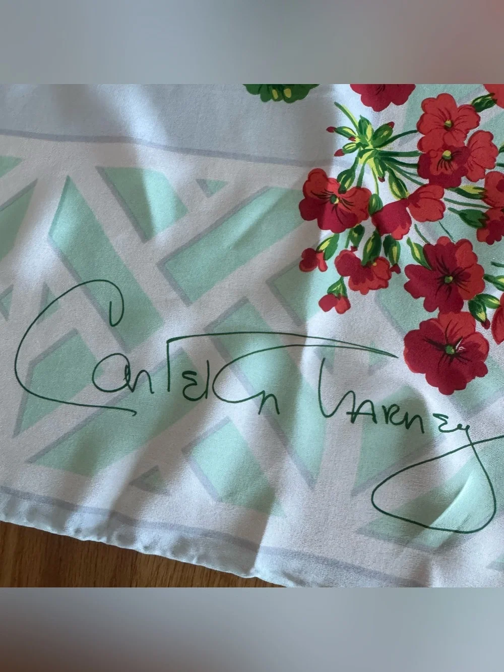 Carleton Varney for Grand Hotel 100% Silk Floral Scarf Mackinac Island Signed